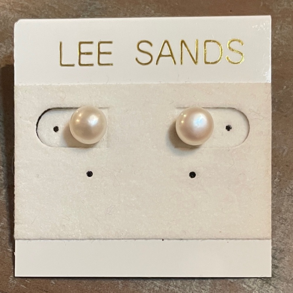 Lee Sands Pearl Stud Earrings